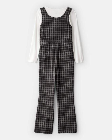  Product image 2 of Girls 2-Piece Plaid Long-Sleeve Jumpsuit 