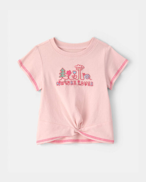 baby girl 'nature lover' short-sleeve tie top - pink