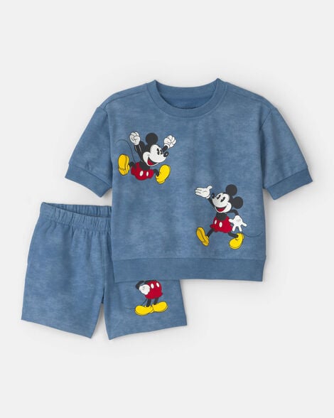 baby 2-piece disney© mickey mouse french terry top & short set - blue