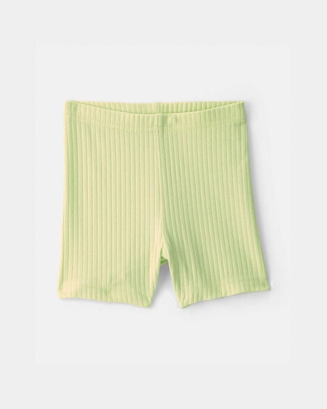 baby girl ribbed bike shorts - green