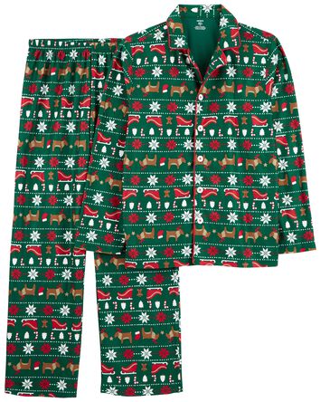 Adult 2-Piece Fair Isle Fleece Coat-Style Pajamas