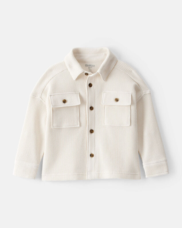Product image 1 of Baby Boy Long-Sleeve Waffle Knit Utility Shirt - White
