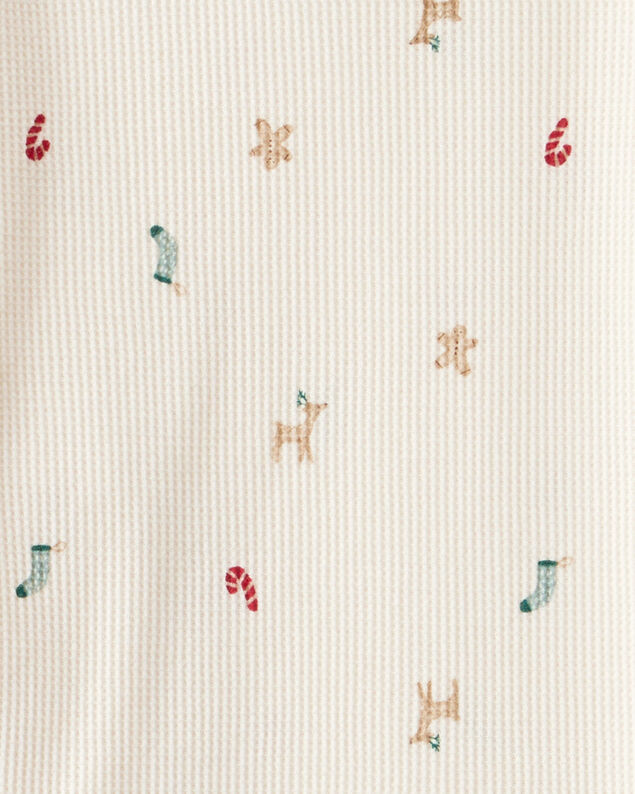 Product image 2 of Kid Christmas Print Cotton Long-Sleeve Snug Fit 2-Piece Pajamas - White
