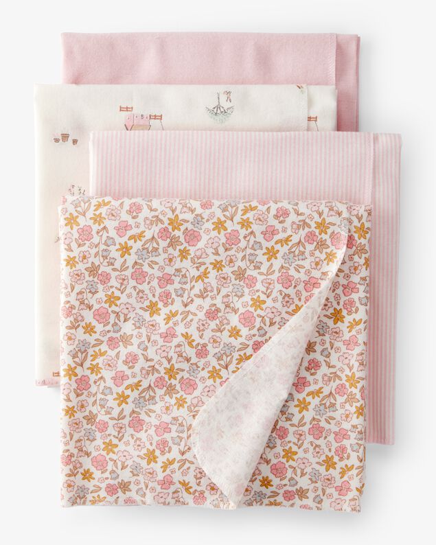 Product image 1 of Baby 4-Pack Floral Receiving Blankets - Pink