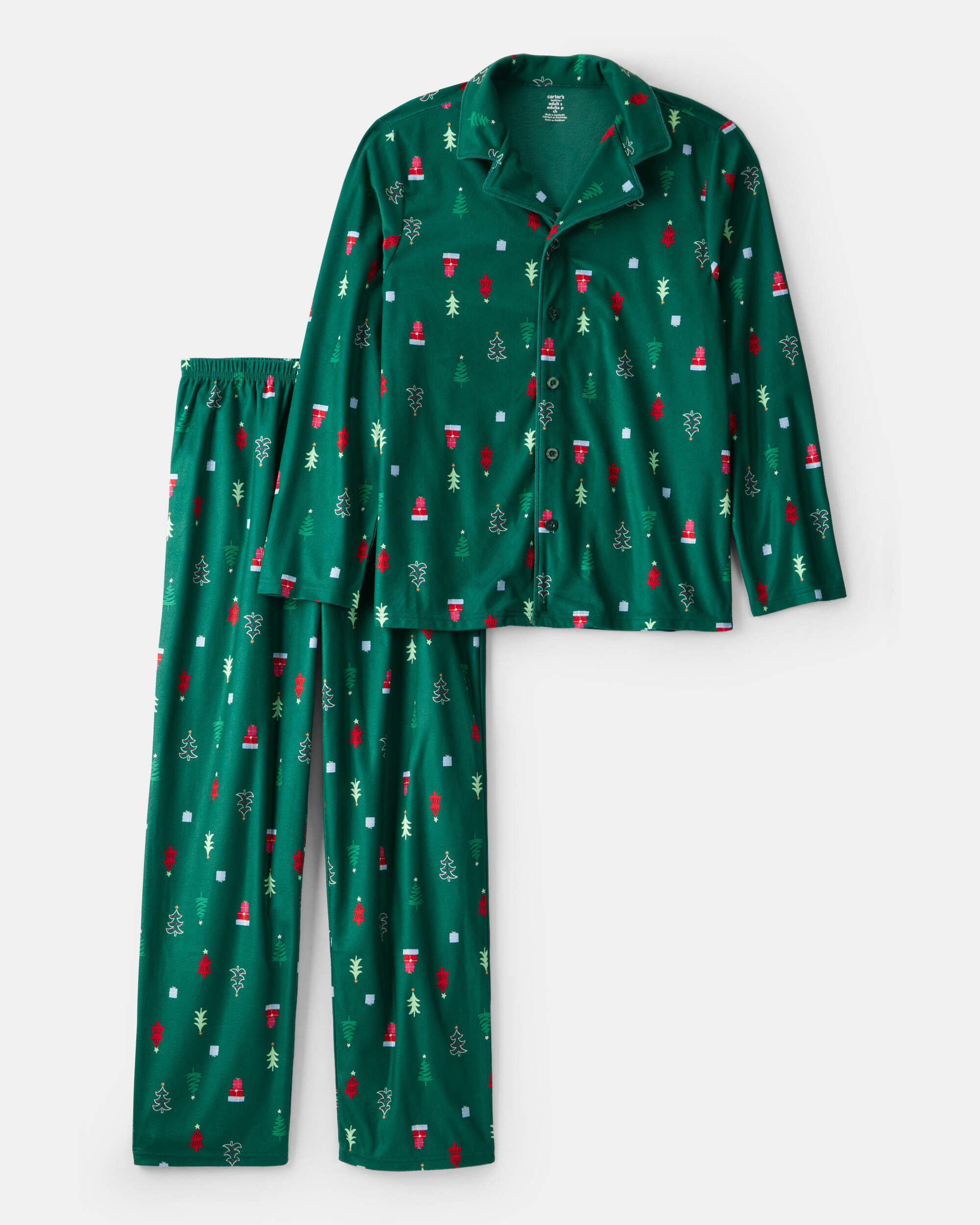 Adult Green Trees Fleece Long-Sleeve Loose Fit