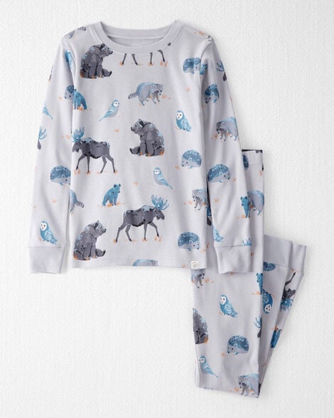 Kid Organic Cotton Pajamas in Midnight Forest Print