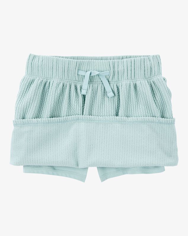 Product image 2 of Kid Ribbed Textured Drawstring Skort -  Green