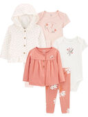Multi - Baby 6-Piece Top, Bodysuits, Pants & Cardigan Set, Selected
