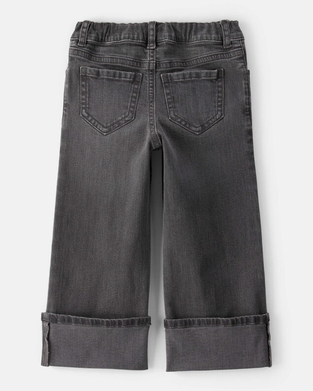 Product image 2 of Toddler Girl Denim Wide-Leg Cuff Jeans - Grey