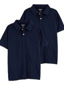 Navy - Kid 2-Pack Pique Cotton Uniform Polos, Selected