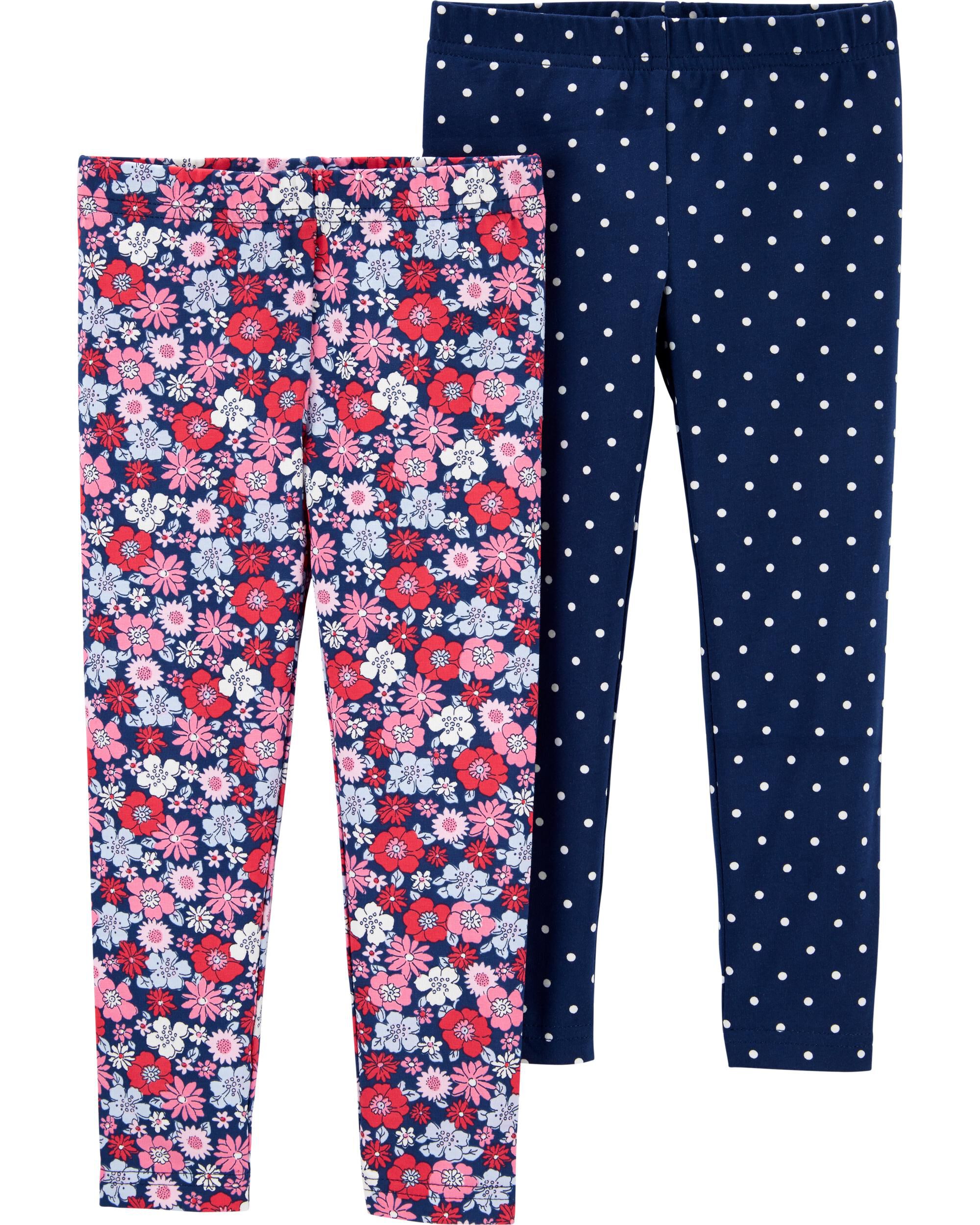Baby Girls Leggings 2 Pack White Floral /& Yellow Kids Leggings NB 9-12m