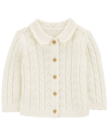 Baby Pointelle Button-Front Sweater Knit Cardigan