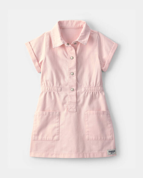Toddler Girl Twill Button-Up Utility Dress - Pink