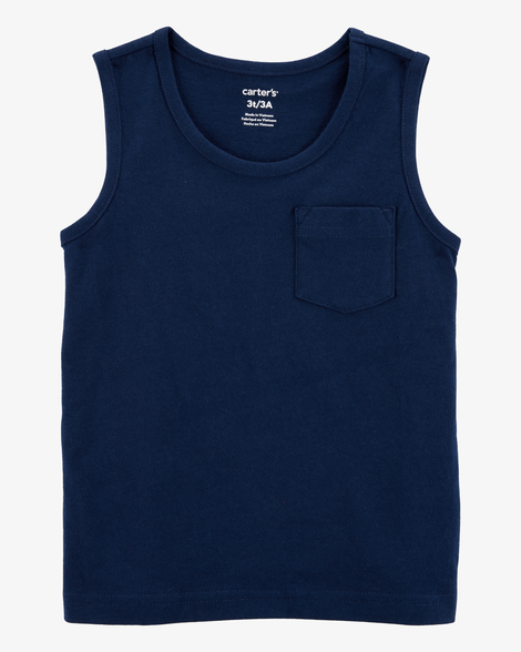 toddler boy pocket tank - navy