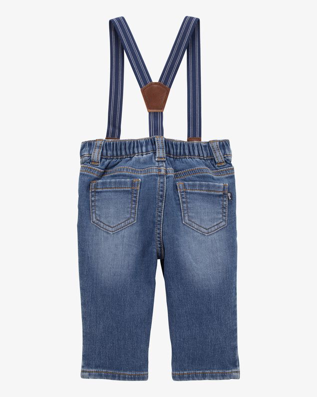 Product image 2 of Baby Knit-Denim Suspender Pants - Blue
