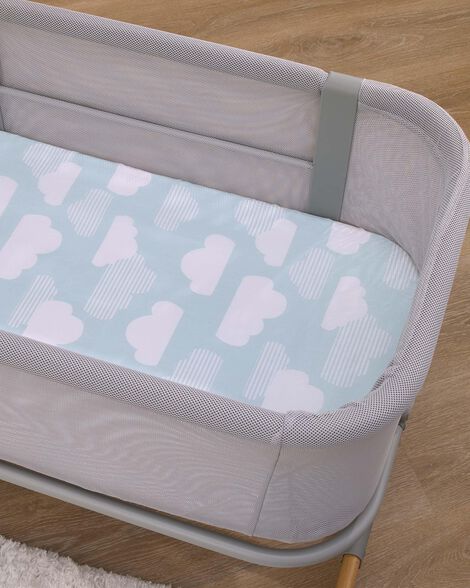  Product image 2 of Skip Hop Cozy-Up 2-in-1 Bedside Sleeper 100% Cotton Fitted Bassinet Sheet - Blue & White Clouds