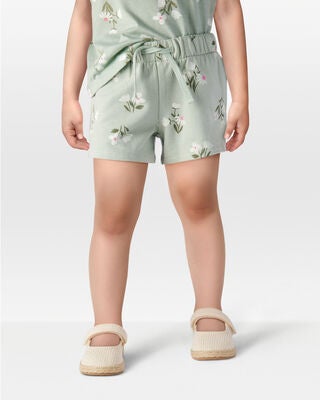 Product image 2 of Toddler Floral Pull-On French Terry Shorts - Green