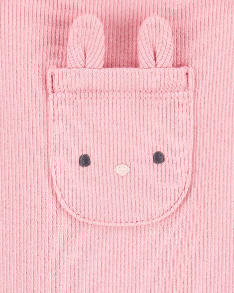 Product image 5 of Baby 2-Piece Floral Bunny Long-Sleeve Tee & Coverall Set - Pink