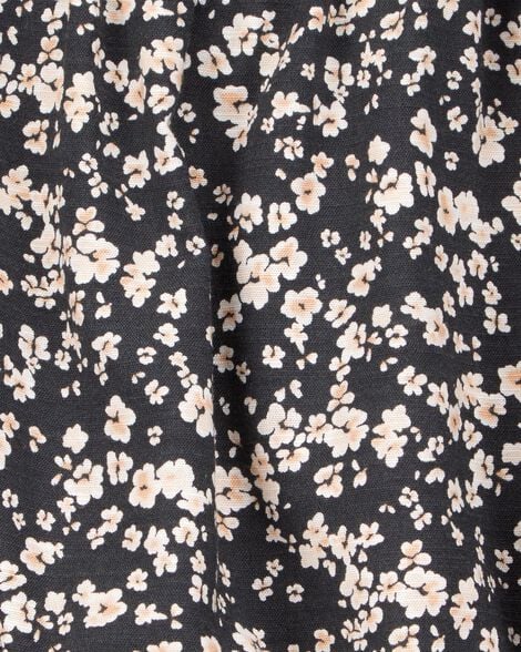  Product image 2 of Toddler Square Neck Linen Look-Alike Floral Top - Black
