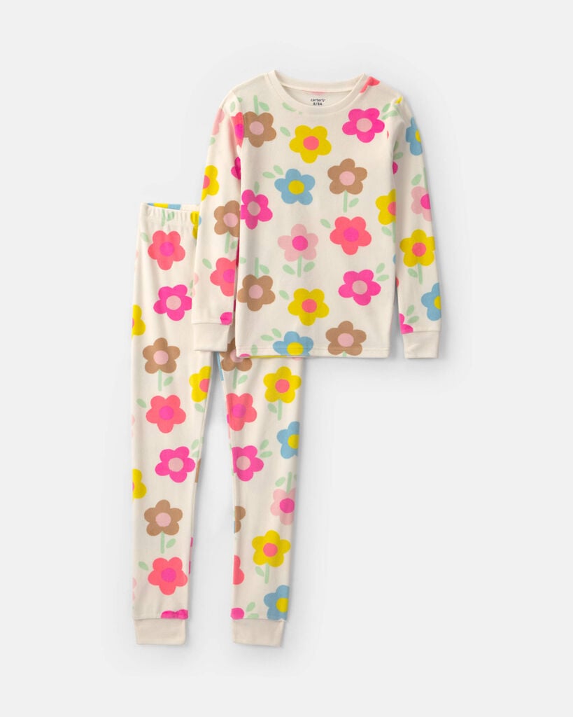 Carter's girls 2-piece floral dreamplush snug fit pajama set 10 White