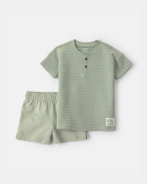 toddler boy 2-piece frog top & short set - green
