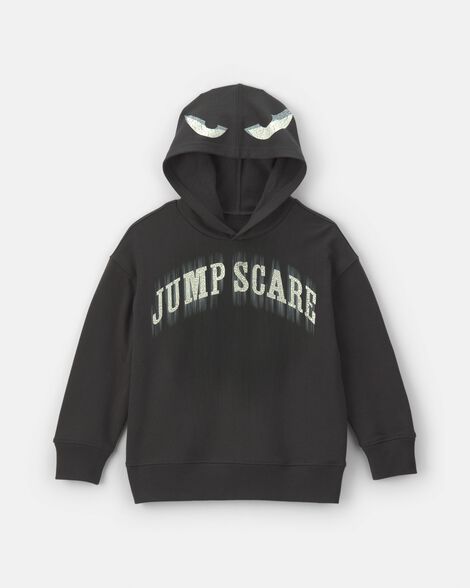 boys 'jump scare' halloween french terry hoodie - black/white