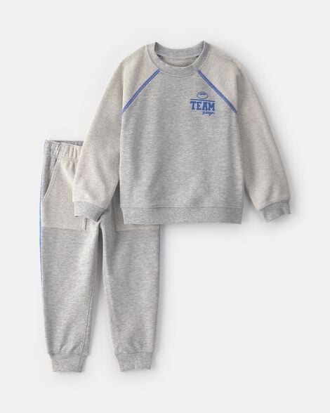 toddler boy 2-piece 'team player' french terry sweatshirt & pant set - grey