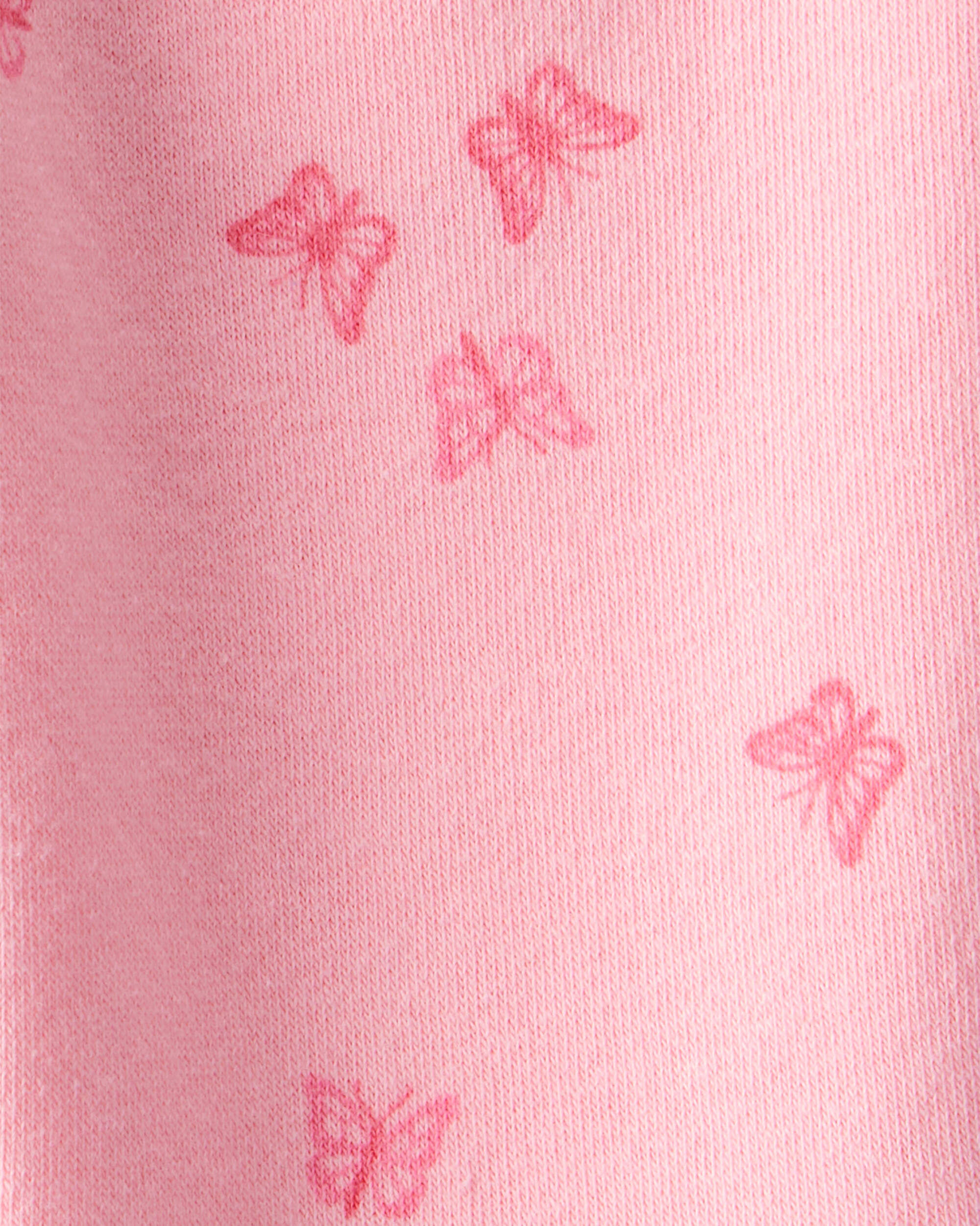 Baby Girl Butterfly Print Fleece Drawstring Joggers - Pink