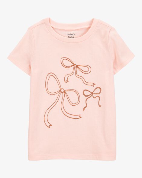 Product image 1 of Toddler Bow Short-Sleeve Graphic Tee - Pink