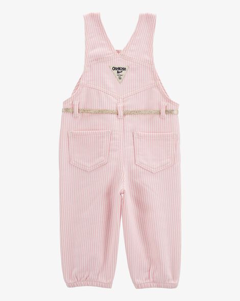  Product image 2 of Baby Knit Denim Hickory Stripe Overalls - Pink