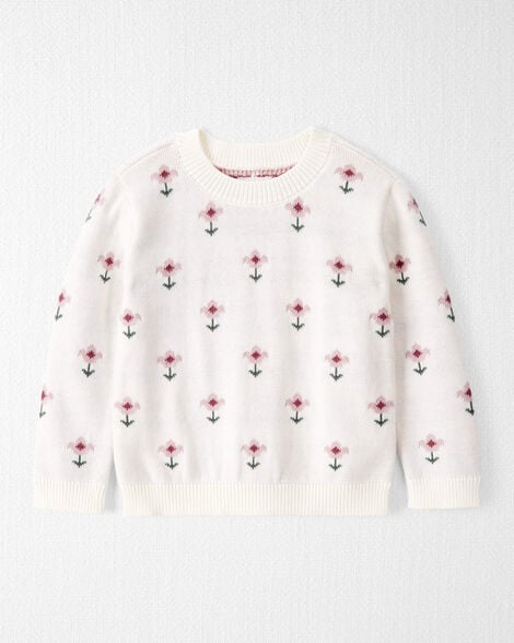 Product image 1 of Toddler Girl Organic Cotton Sweater Knit in Wildflower Maze Print