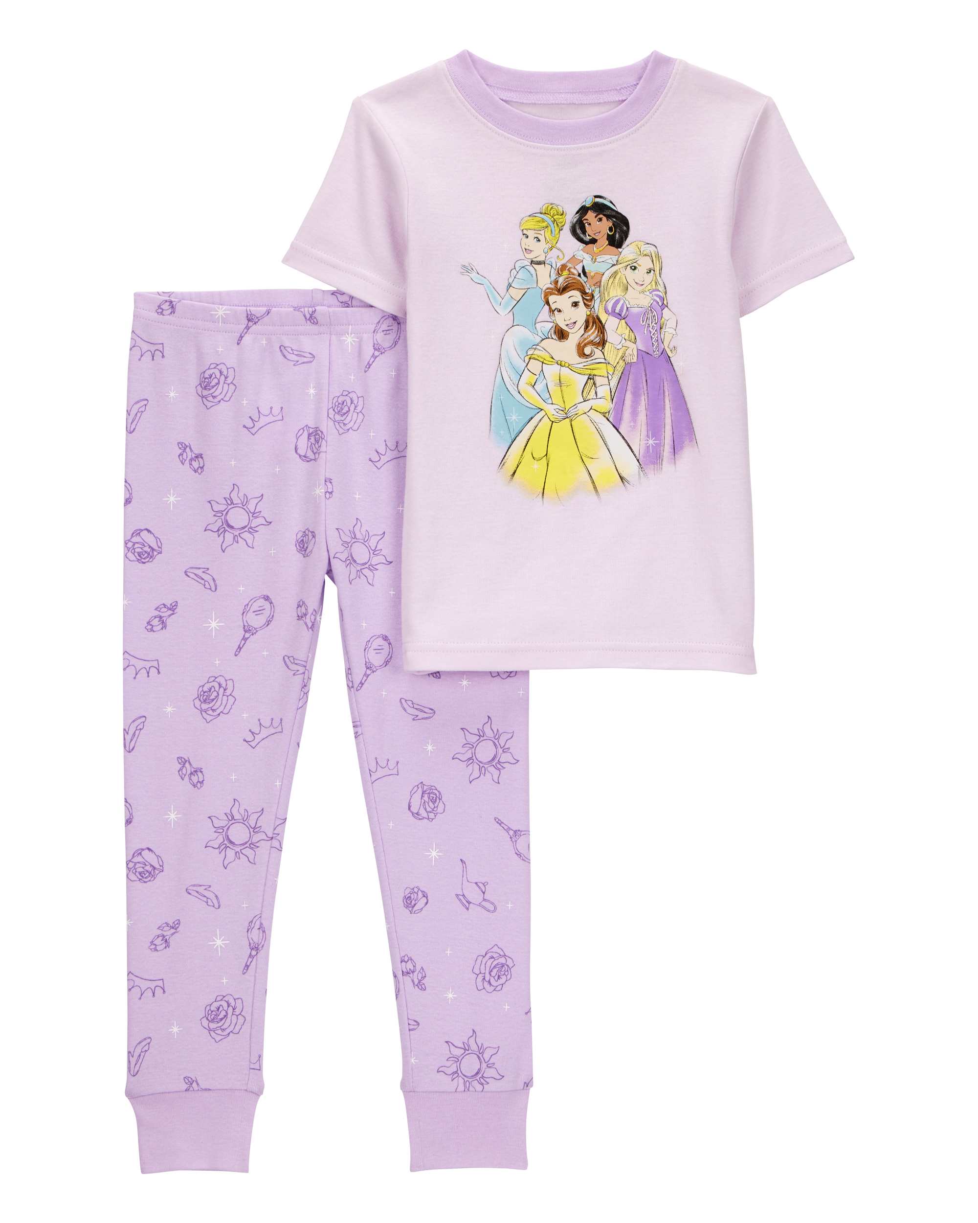 Toddler Disney Princesses Snug Fit 2-Piece Pajamas - Purple
