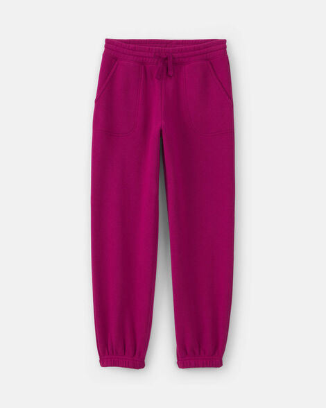 girls fleece joggers - fuchsia