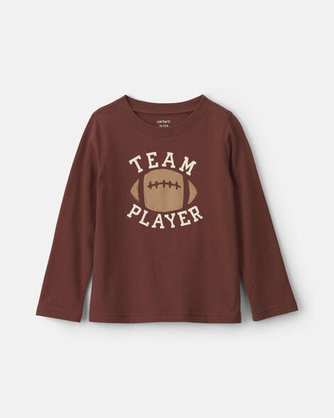 toddler boy 'team player' football long-sleeve graphic tee - brown