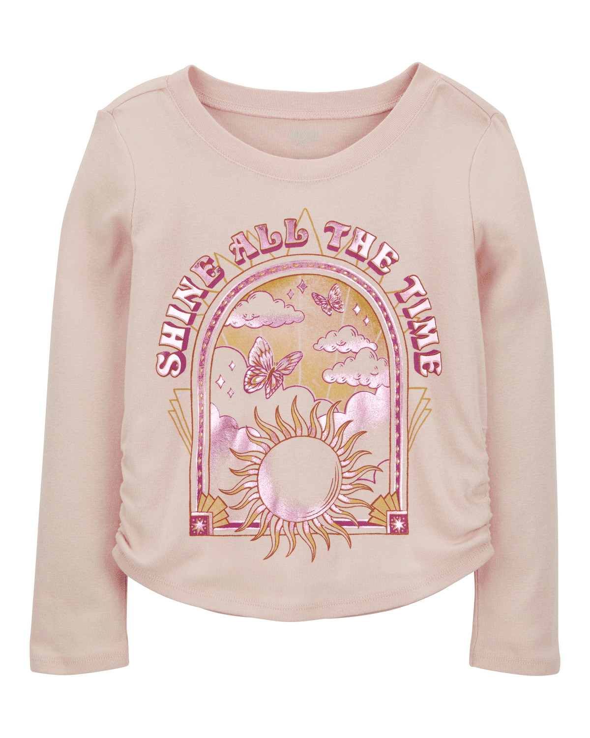 Kid Shine All The Time Foil Long-Sleeve Fashion Top - Tan - OshKosh |  Carter's