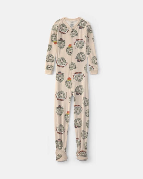 boys 1-piece bears dreamplush snug fit footed pajama - tan