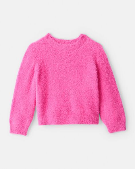 toddler girl brushed sweater - pink