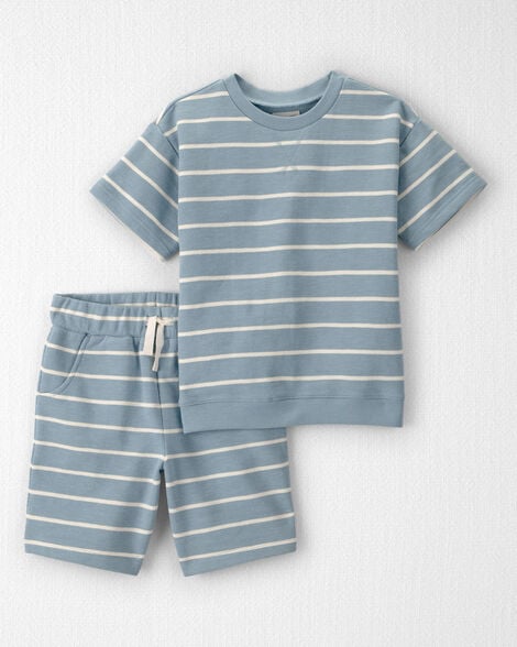 Kids 2-Piece Organic Cotton Top & Short Set in Stripes