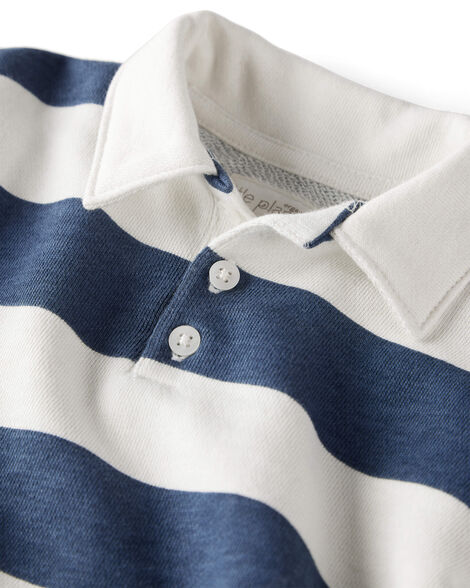 Baby Organic Cotton Henley Top in Stripes