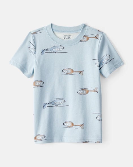 toddler boy helicopter print short-sleeve tee - blue