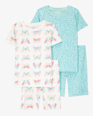 Product image 1 of Kid Butterfly Print Snug Fit Cotton 4-Piece Pajamas