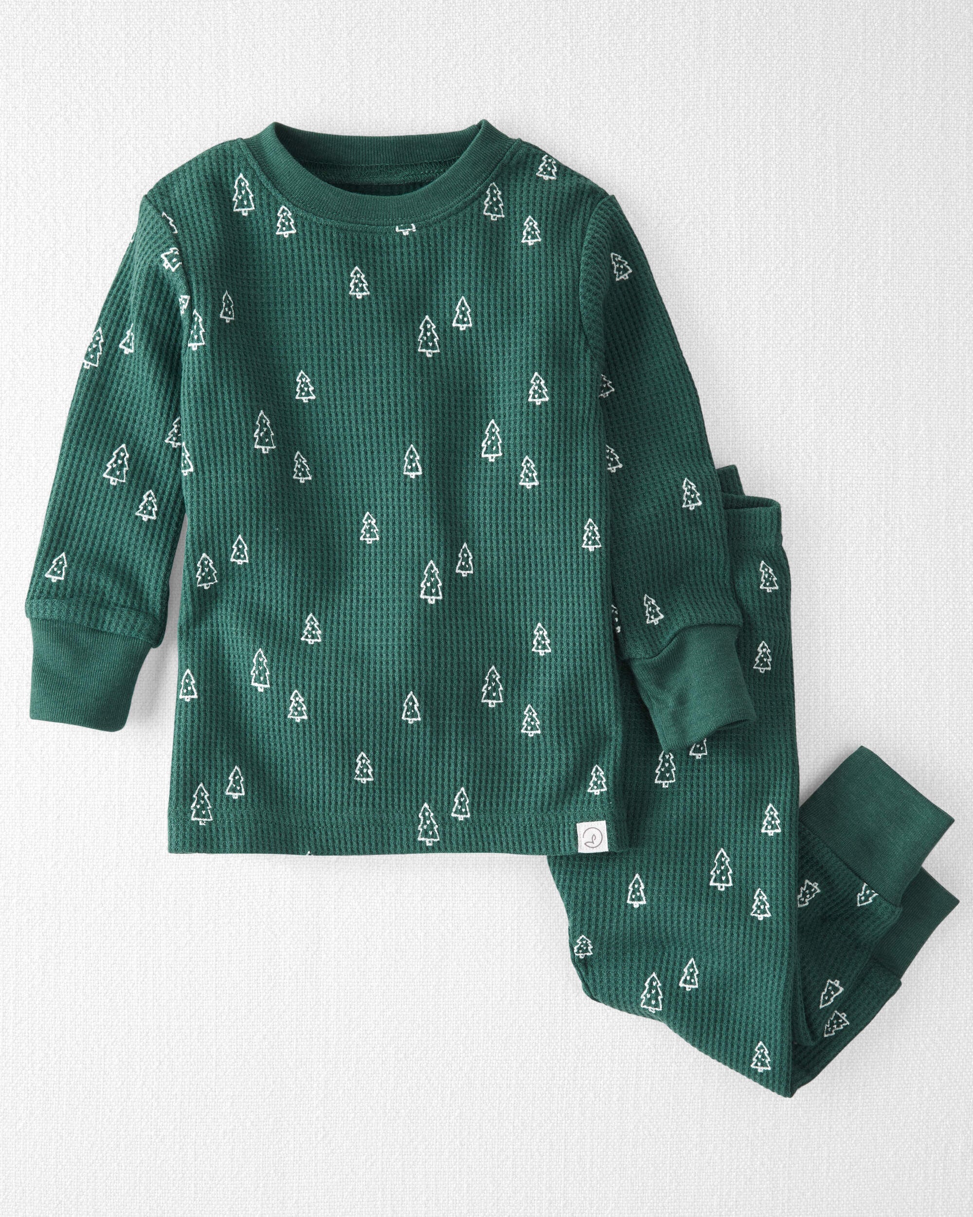 Little Planet Baby Boys Christmas Tree Print Waffle Knit Pajamas Made With Organic Cotton Baby Size 24M Green 16$