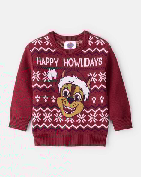 toddler boy paw patrol christmas sweater - red