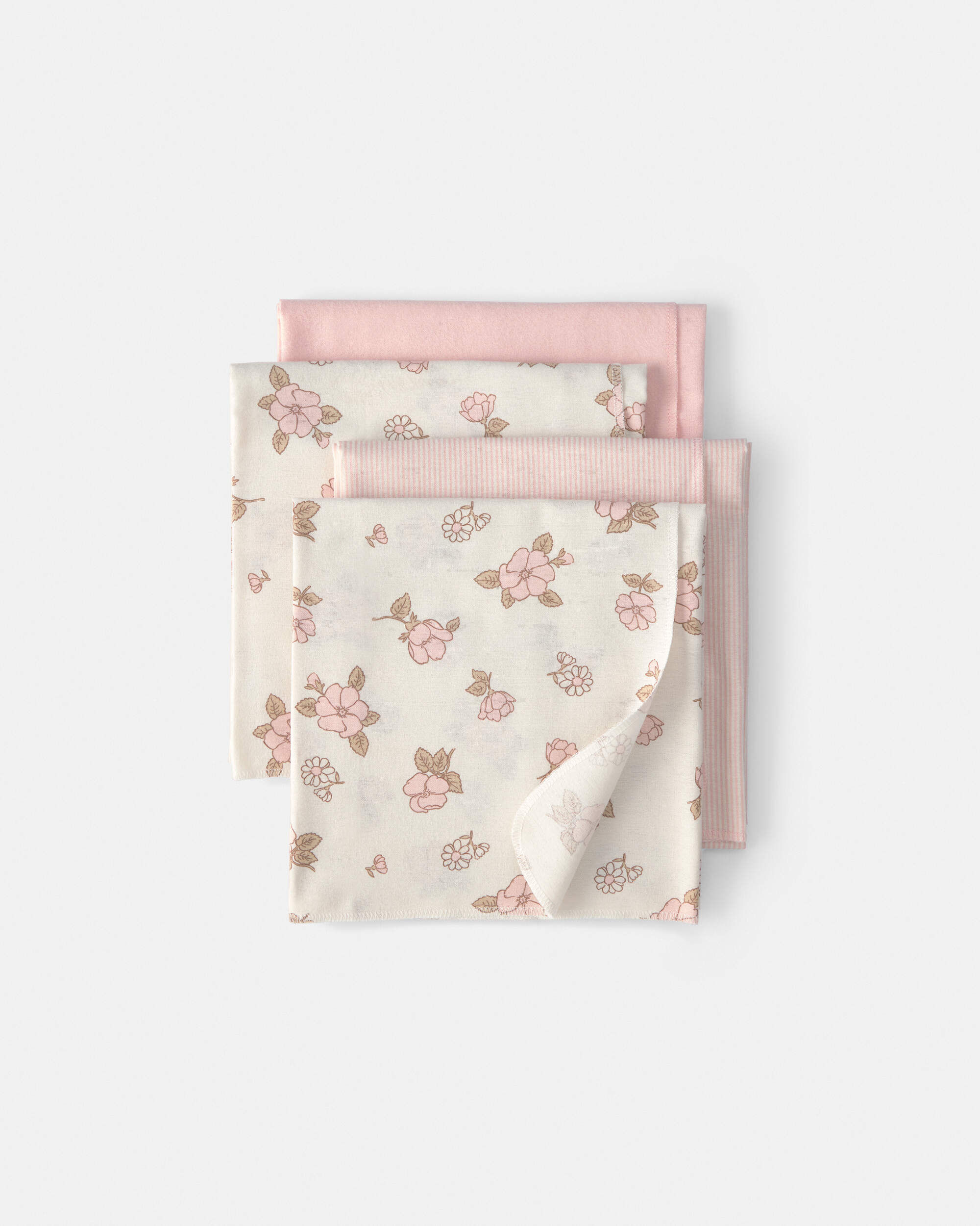 Carter's baby girl 4-pack floral receiving blankets One Size Pink/Ivory