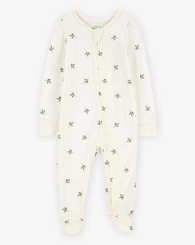 Product image 1 of Baby Leaf Print 2-Way Zip PurelySoft Sleep & Play Pajamas - Ivory