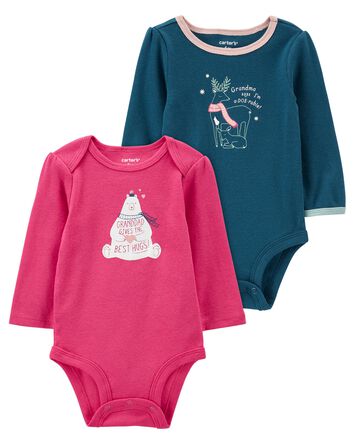 Baby 2-Pack Grandparents Long-Sleeve Bodysuits