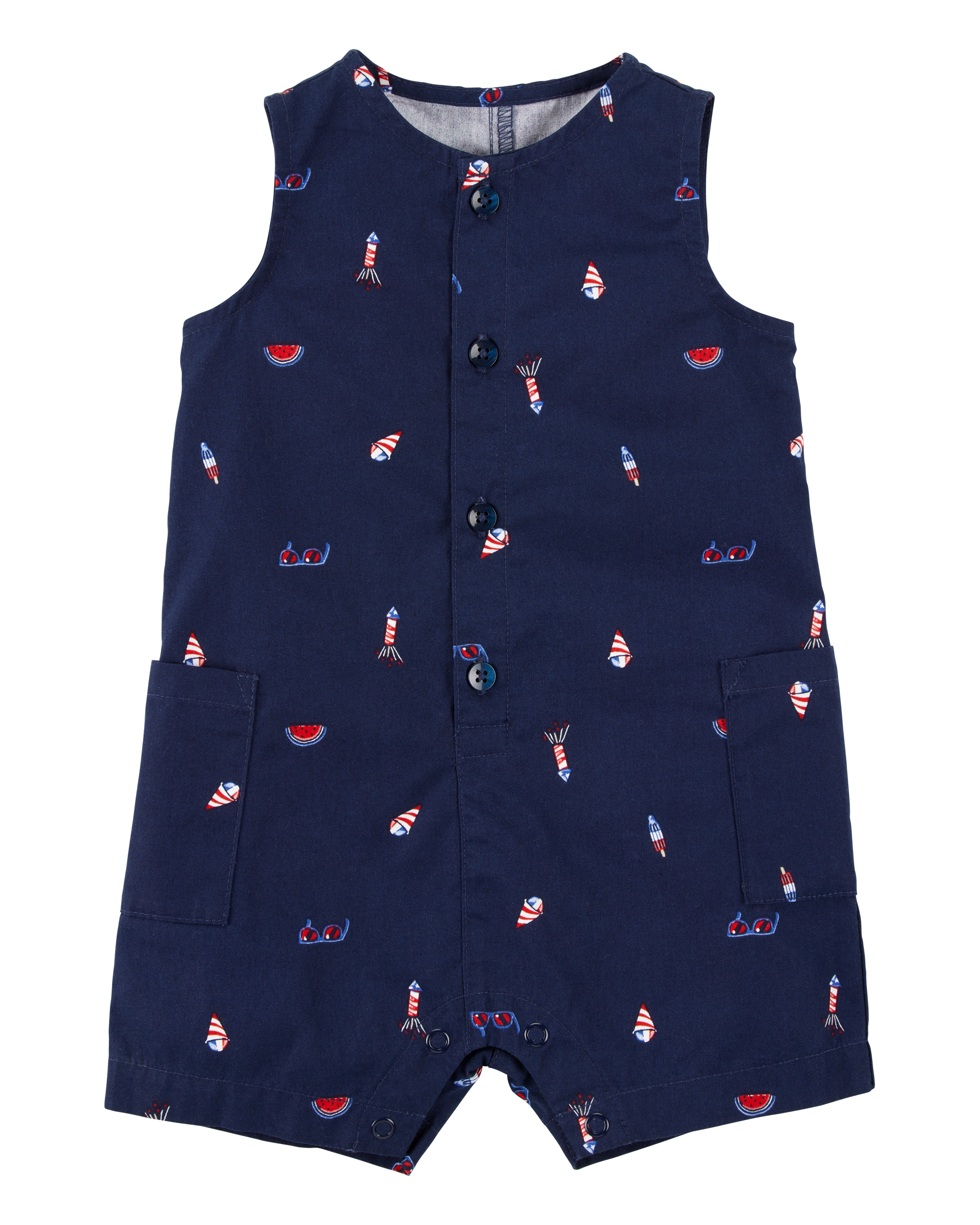 Baby 4th Of July Button-Down Romper