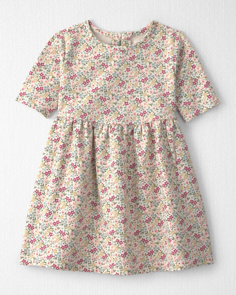 Toddler Girl Organic Cotton French Terry Dress in Floral