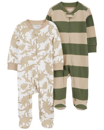 Baby 2-Pack Striped Zip-Up Cotton Sleep & Play Pajamas