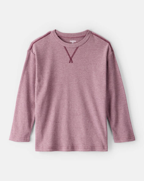 Boys Solid Thermal Long-Sleeve Tee - Burgundy